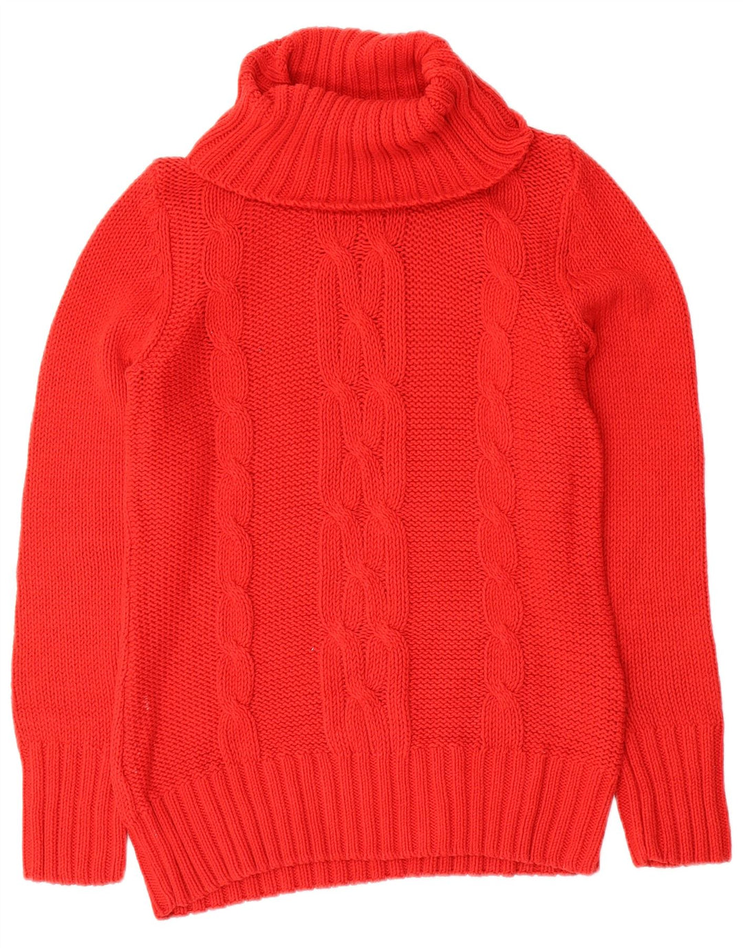 Maglione maglione vintage da donna con collo alto UK 12 lana rossa media