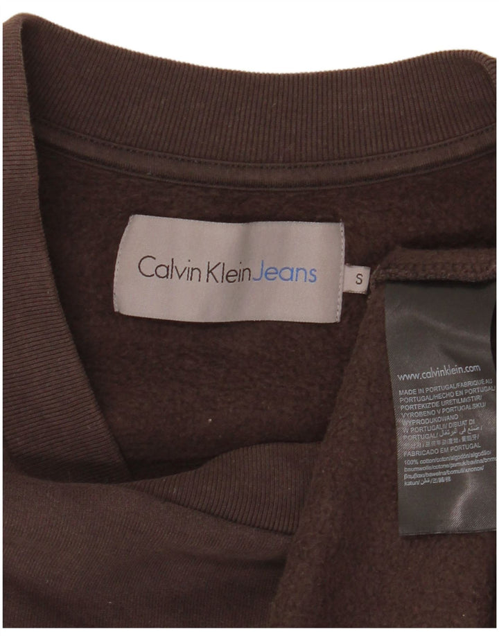 Calvin Klein Jeans Felpa grafica da uomo Maglione piccolo in cotone marrone