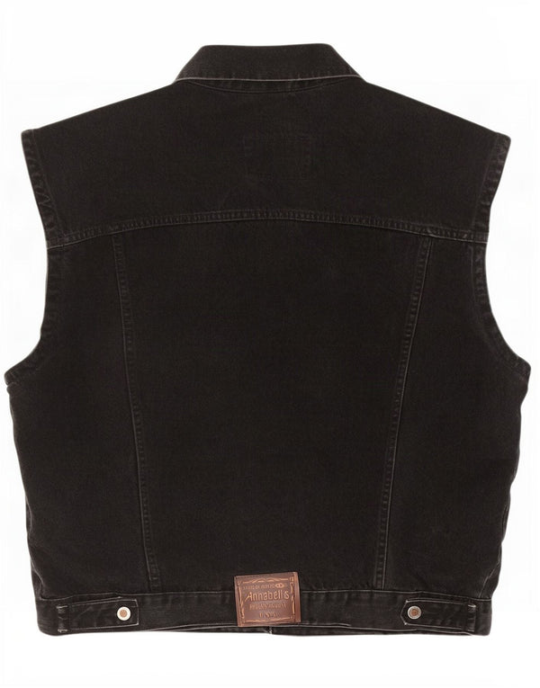 Gilet in denim vintage da uomo UK 42 XL in cotone nero