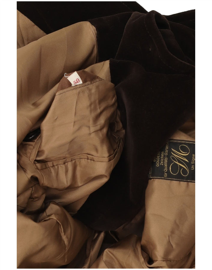 Giacca blazer vintage da uomo in velluto a 2 bottoni IT 50 grande marrone