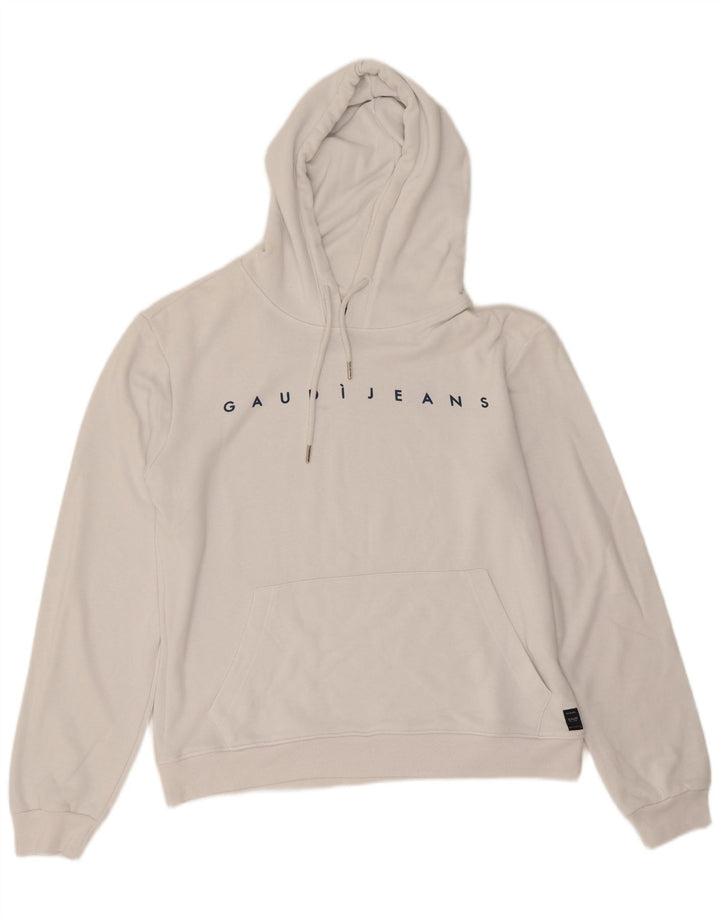 Maglione con cappuccio grafico da uomo Gaudi grande cotone bianco