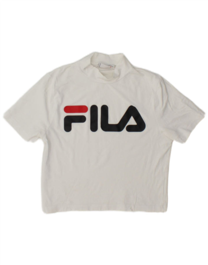 T-shirt grafica corta da donna Fila UK 10 piccola bianca