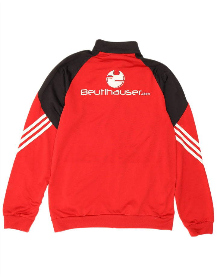 Giacca da ginnastica grafica da uomo Adidas, giacca in poliestere color block rosso medio