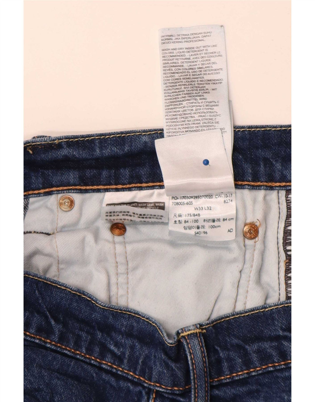 Levi's Uomo 502 Jeans affusolati slim W33 L32 Cotone blu