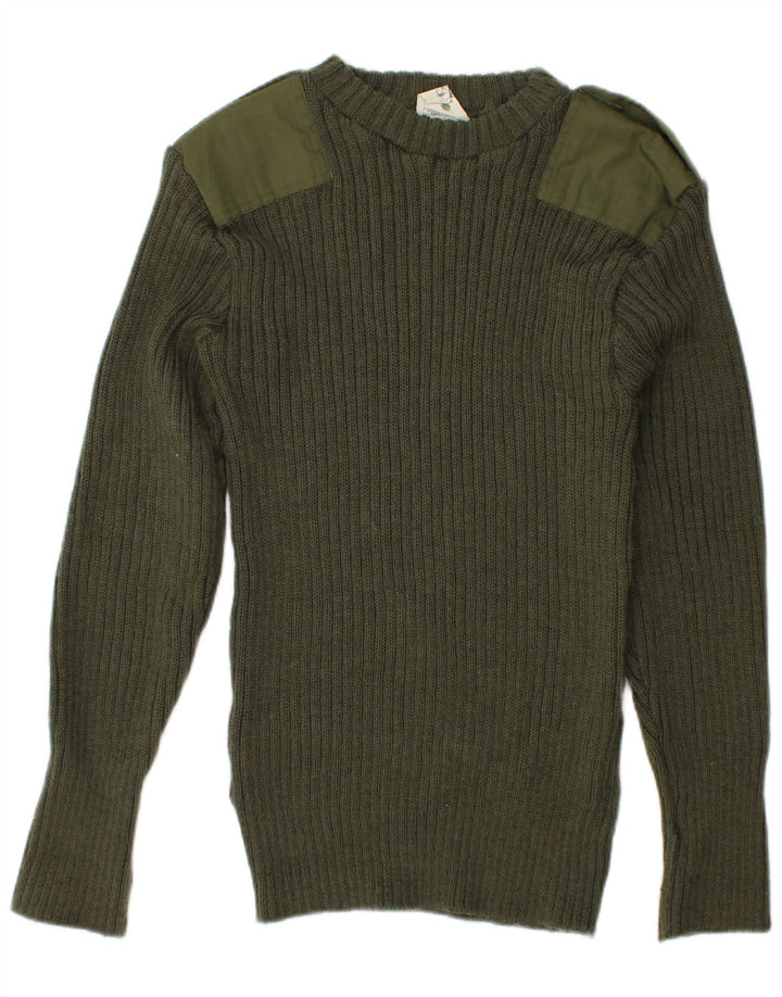 Maglione maglione girocollo militare da uomo VINTAGE medio kaki