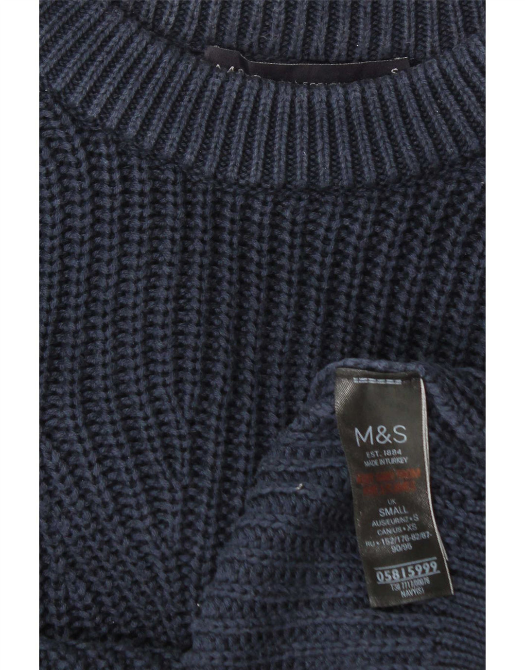 Maglione da uomo con scollo a barca Marks & Spencer piccolo in cotone blu navy