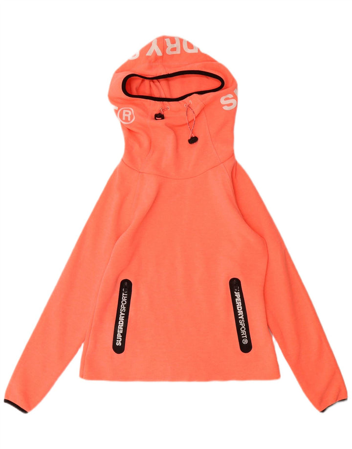 SUPERDRY Womens Graphic Hoodie Jumper UK 14 Medium Orange Polyester
