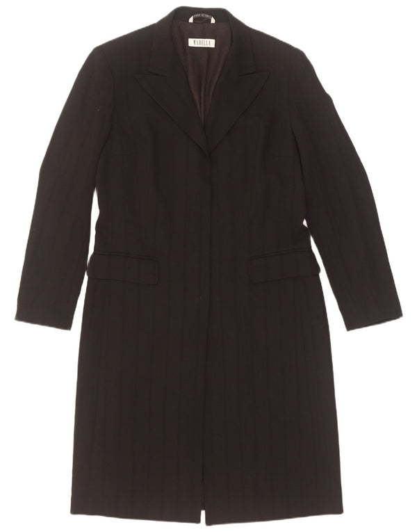 Marella Womens Overcoat UK 12 Medium Black Striped Wool