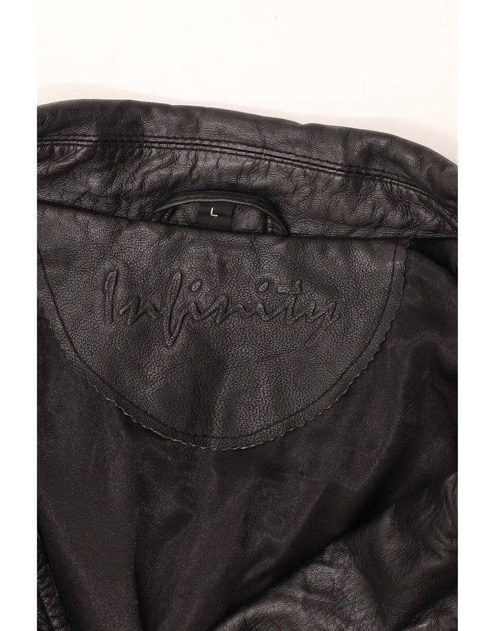Giacca da motociclista in pelle da uomo Infinity UK 40 Large Nera