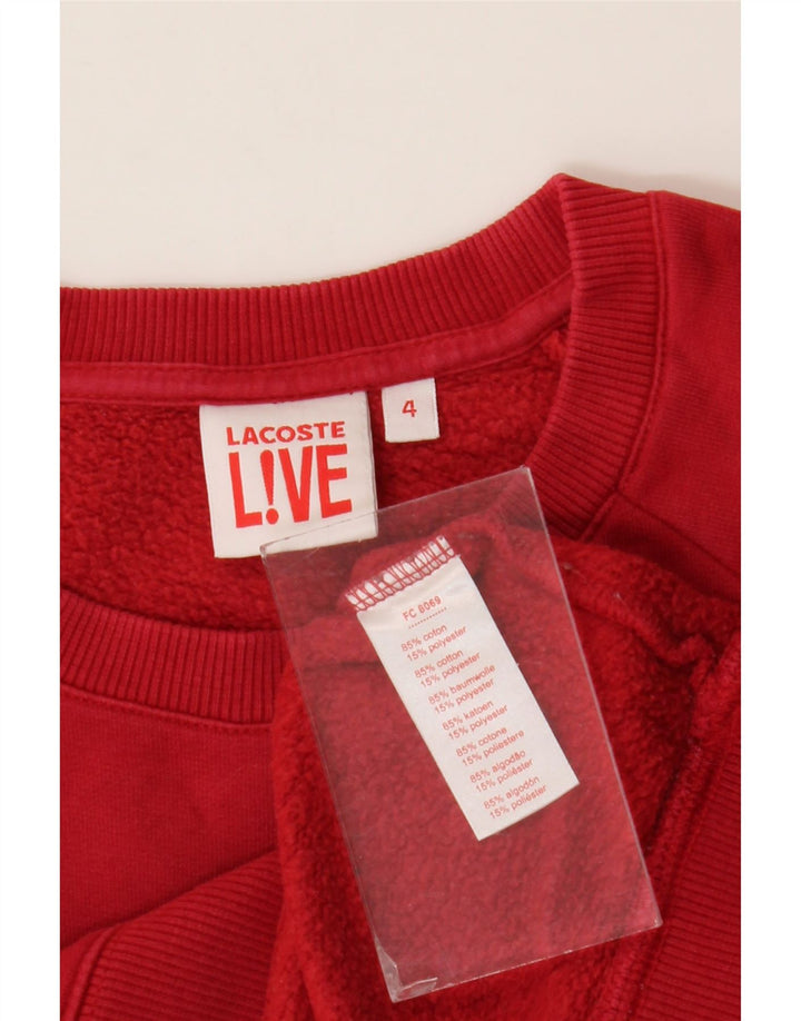 Felpa grafica da uomo Lacoste, taglia 4, cotone rosso medio