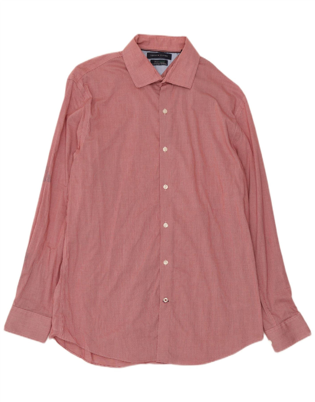 Camicia da uomo Tommy Hilfiger Flex Slim Fit taglia 16 grande pied de poule rosso