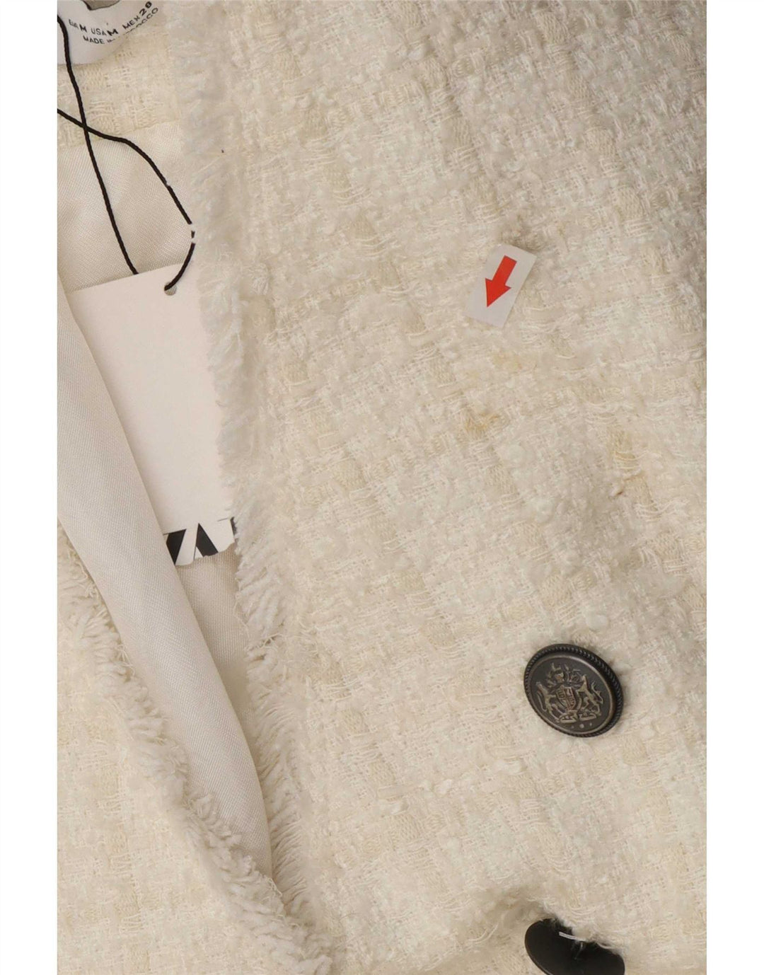 Giacca blazer doppiopetto da donna Zara UK 12 a quadri bianchi medi