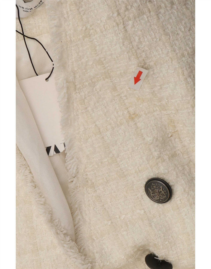 Giacca blazer doppiopetto da donna Zara UK 12 a quadri bianchi medi