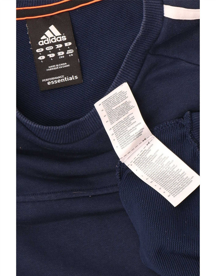 Felpa Adidas Climalite da uomo, grande, in cotone blu navy