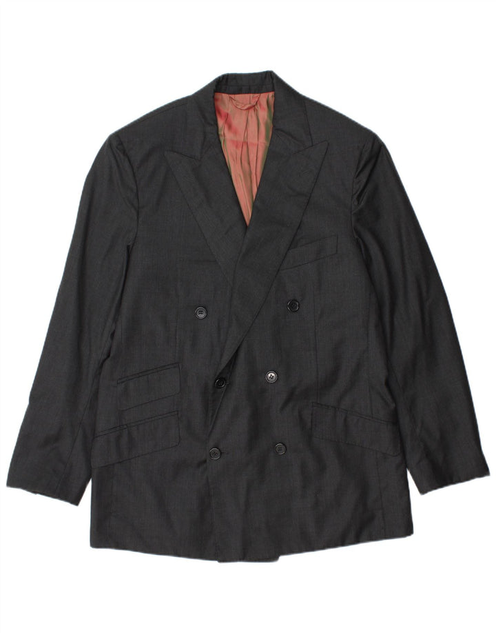 Giacca blazer doppiopetto da uomo Loro Piana UK 40 Large in lana grigia