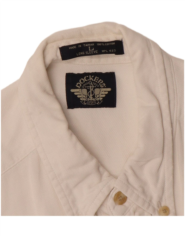 DOCKERS Mens Shirt Large White Cotton