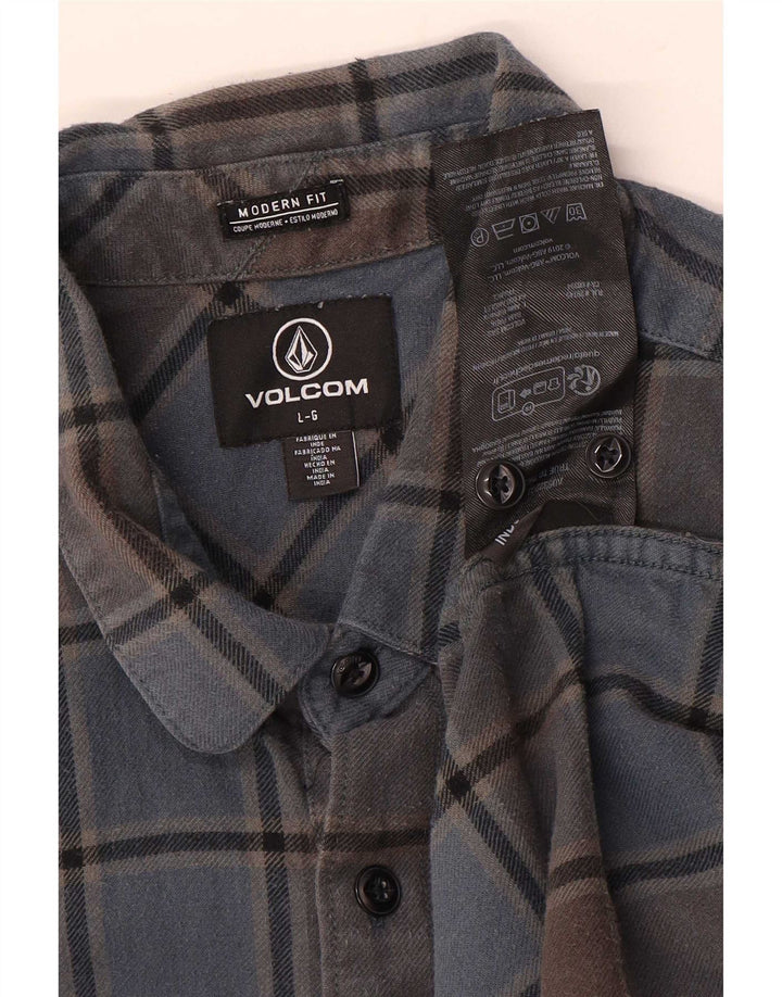 Volcom Camicia da uomo in flanella dal taglio moderno, grande cotone scozzese blu