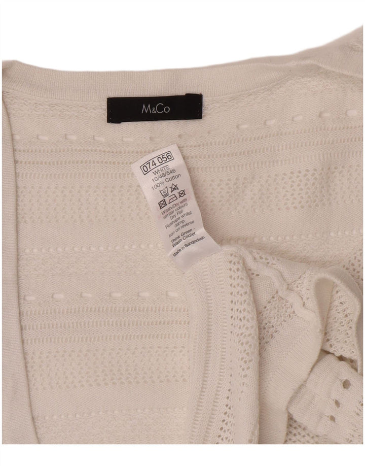 Maglione cardigan aperto a maniche corte corto da donna M&Co UK 12 bianco medio