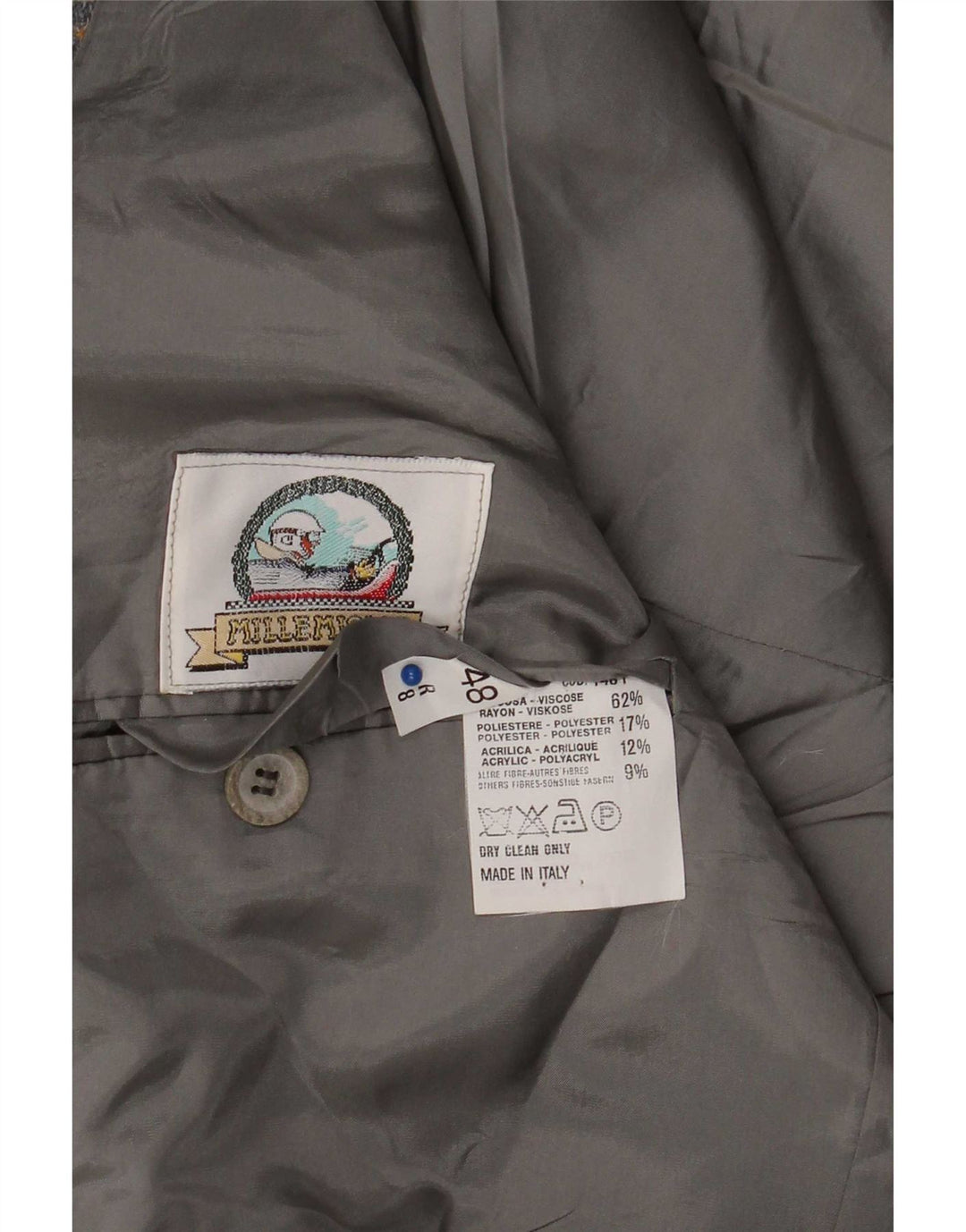 Giacca blazer vintage da uomo a 2 bottoni IT 48 viscosa a quadri grigio medio