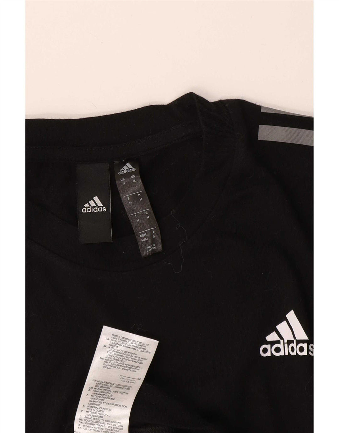 T-shirt Adidas da uomo Top media in cotone nero