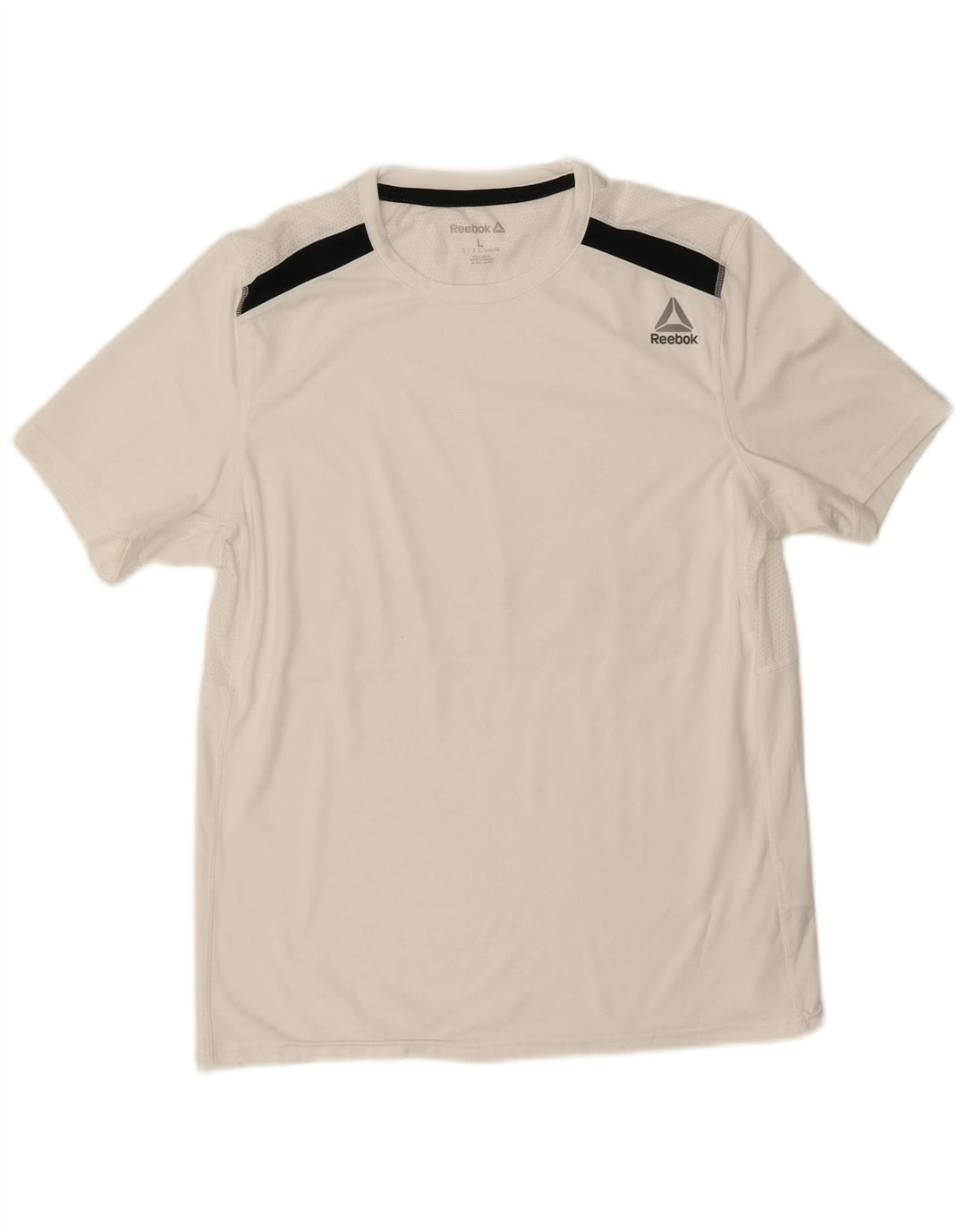 T-shirt Reebok da uomo Top Large in poliestere color block bianco