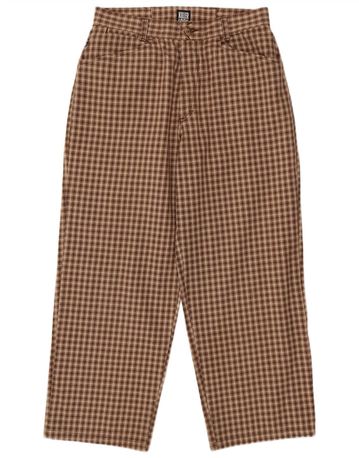 KILLER LOOP Pantaloni casual affusolati da uomo W32 L28 in cotone a quadri marroni
