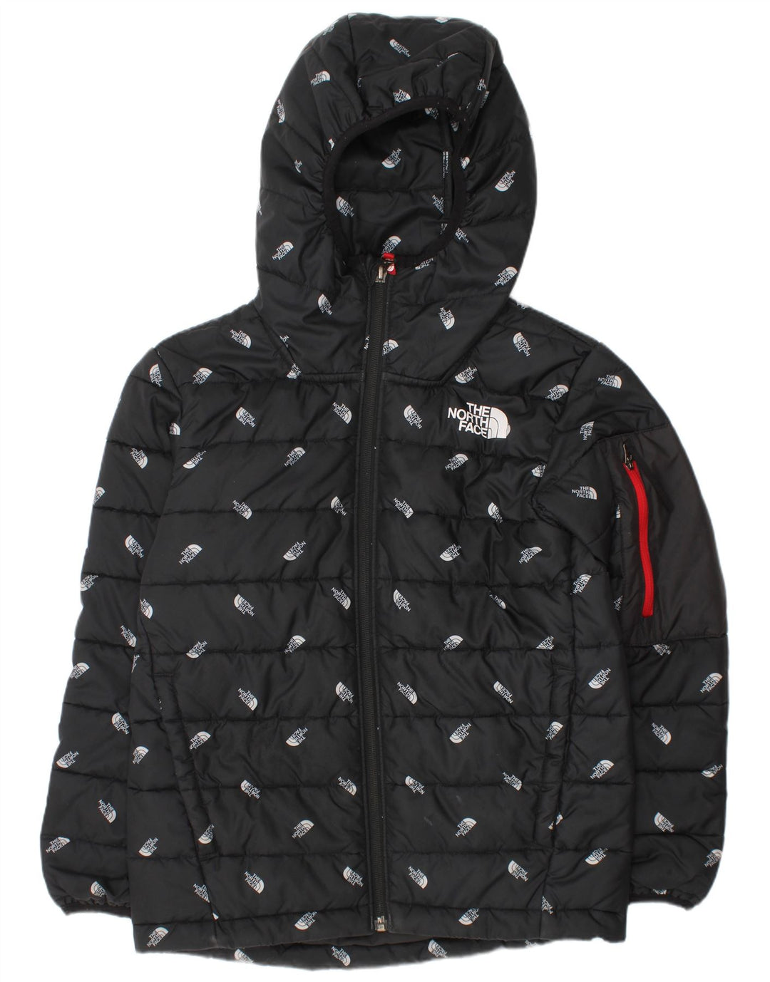 Giacca imbottita con cappuccio grafica The North Face da ragazzo 9-10 anni media nera