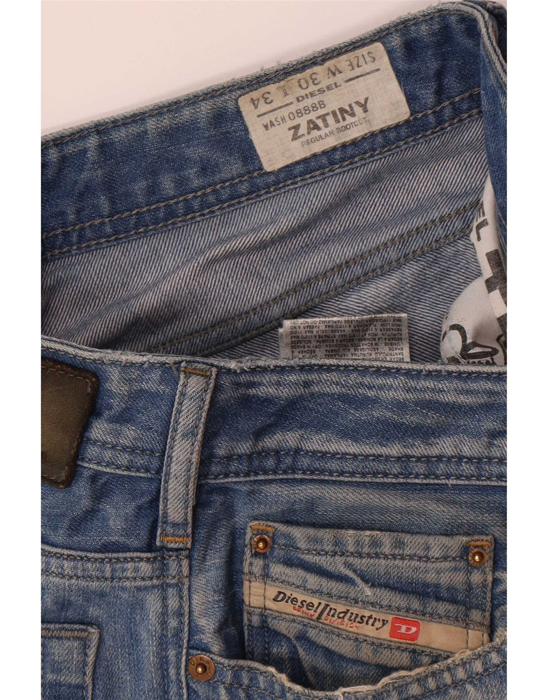Diesel Jeans Zatiny Regular Bootcut da Uomo W30 L30 Cotone Blu