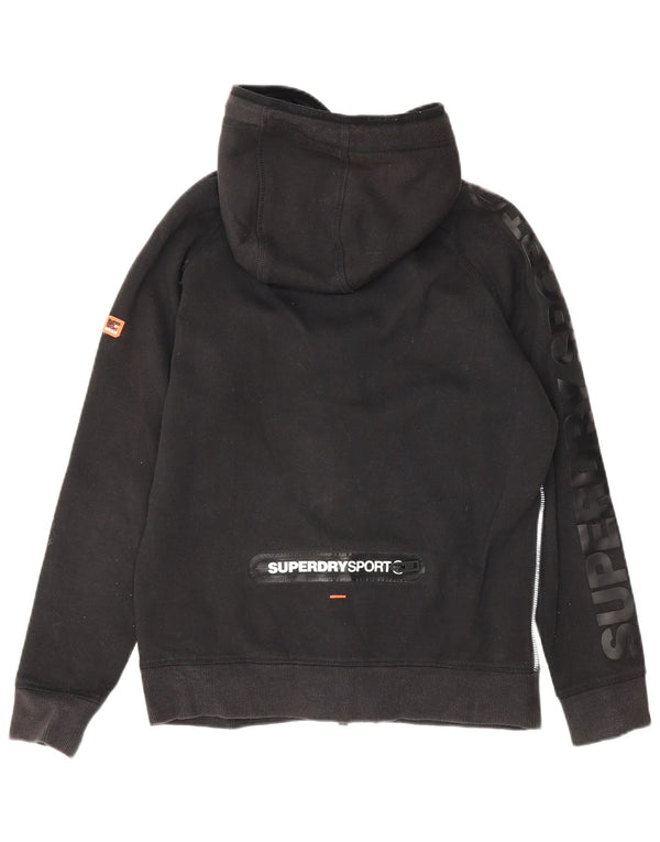 Felpa con cappuccio e zip grafica da donna Superdry UK 14 cotone nero medio