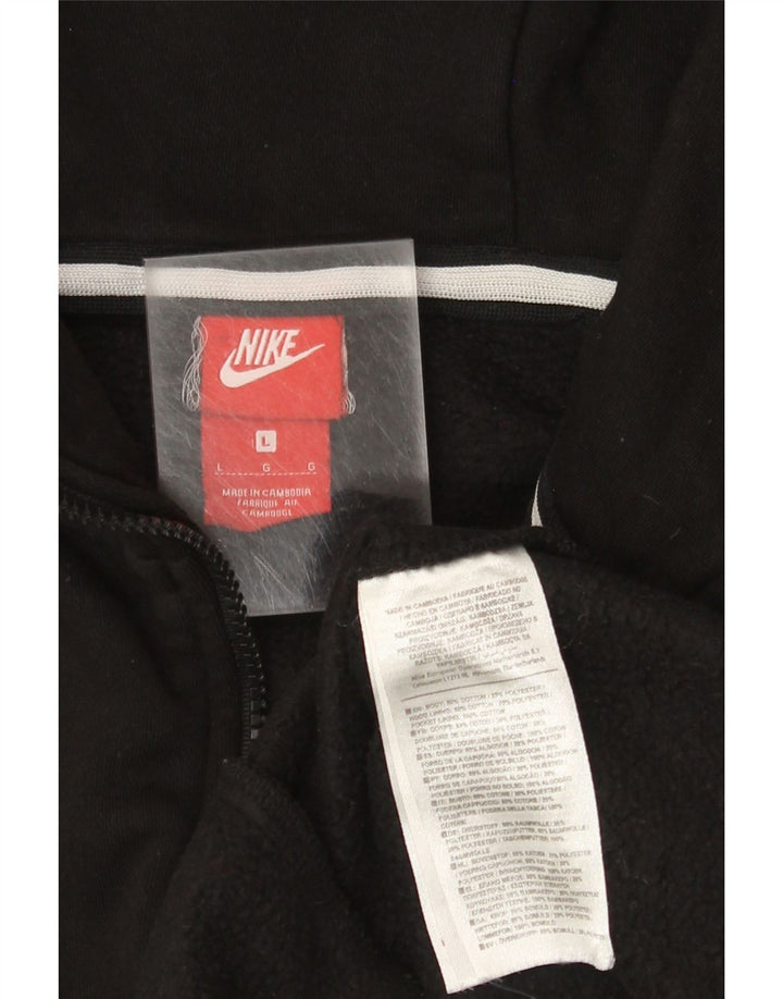 Felpa con cappuccio e zip grafica Nike da uomo, grande, in cotone nero