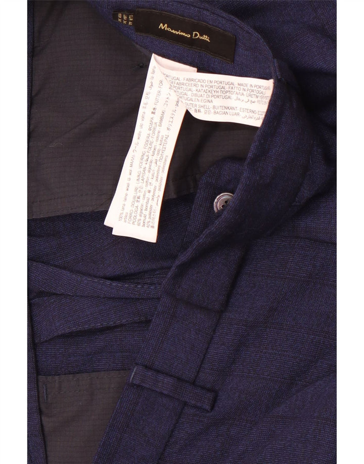 Pantaloni corti da uomo Massimo Dutti EU 44 Large W34 L25 Blu navy a quadri