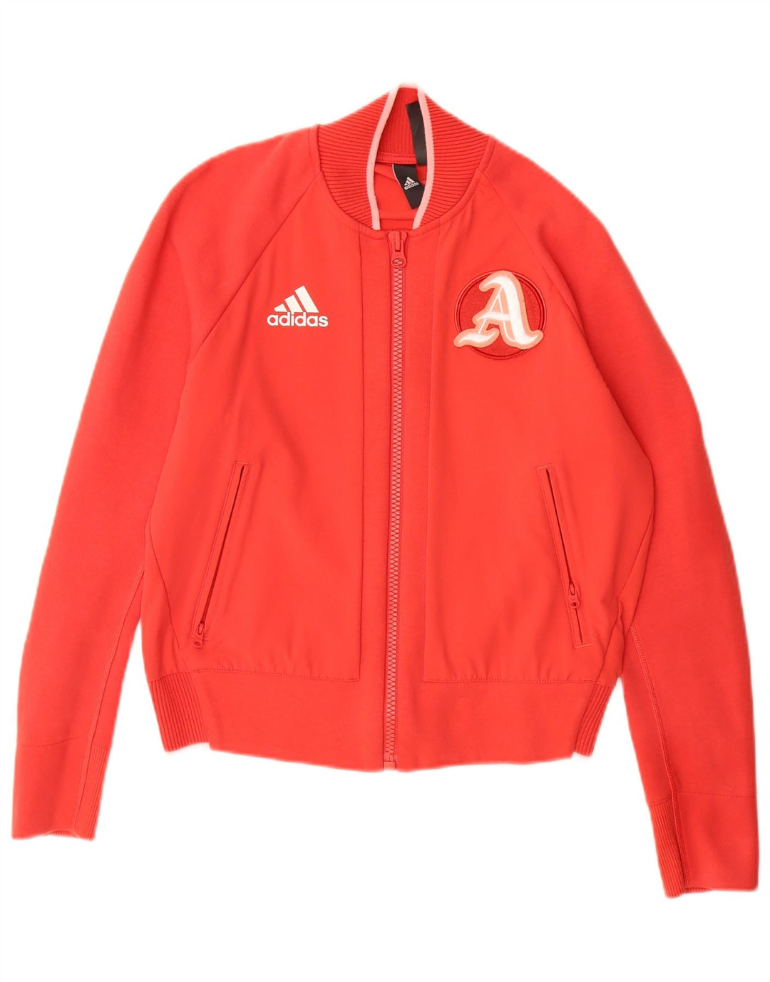Giacca da tuta da donna ADIDAS UK 8/10 Small Nylon rosso a blocchi di colore