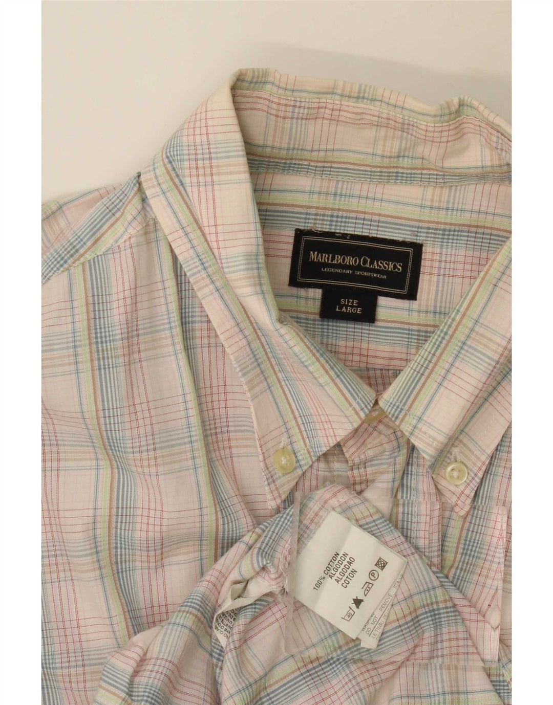 Camicia da uomo Marlboro Classics Large in cotone a quadri multicolore