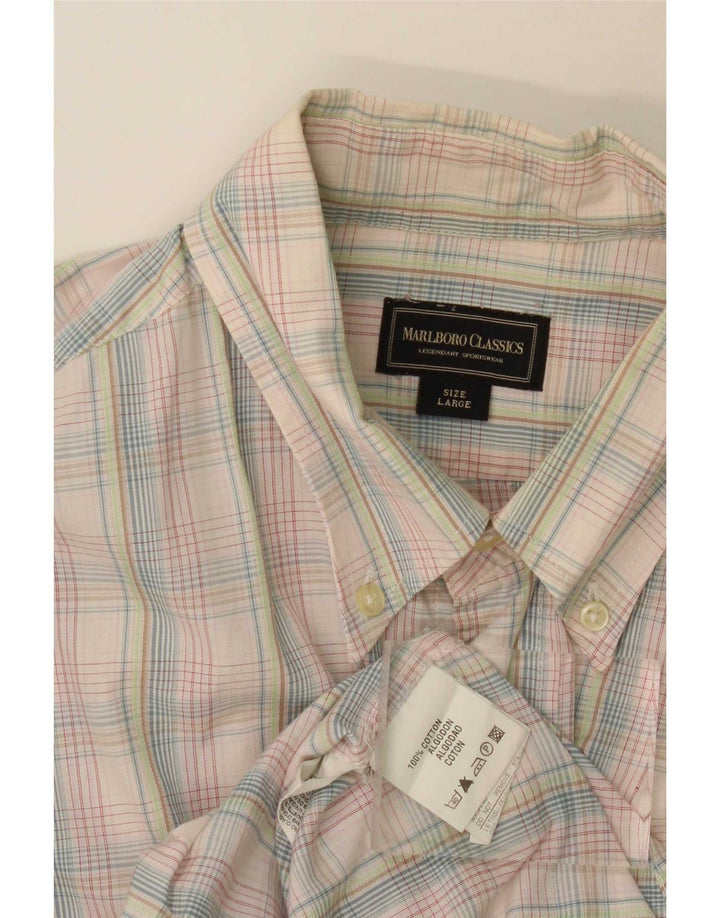 Camicia da uomo Marlboro Classics Large in cotone a quadri multicolore