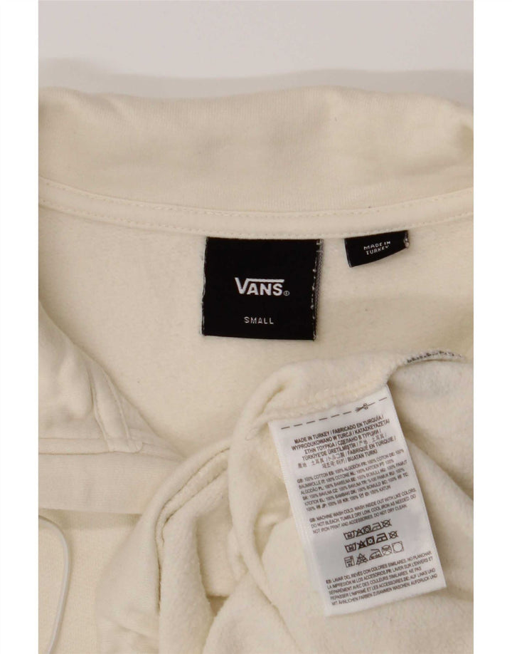 Felpa Vans da donna oversize corta con zip e collo, maglione UK 10 piccola, bianco sporco