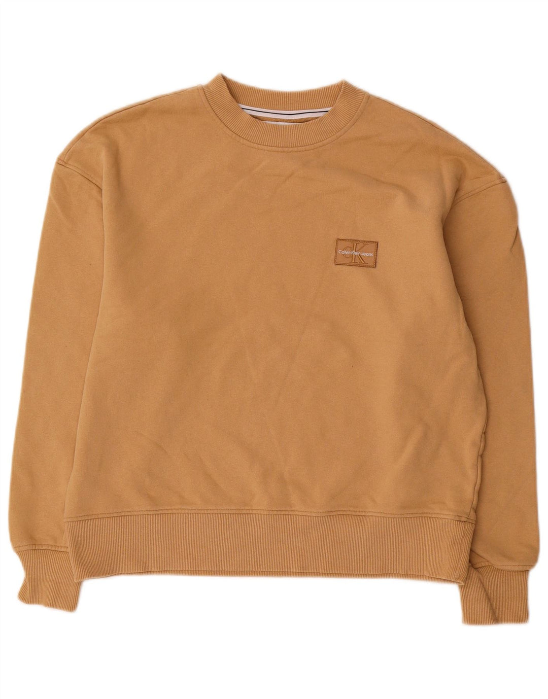 Felpa oversize da donna Calvin Klein Jeans Jumper UK 10 Small Beige