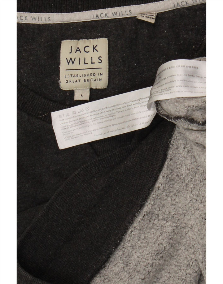 JACK WILLS Felpa da uomo Maglione grande in cotone grigio