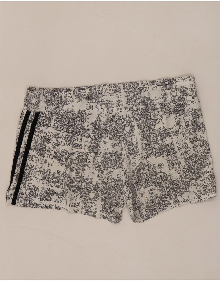Pantaloncini sportivi Adidas Climalite da donna con motivo astratto UK 12/14 Medio Bianco