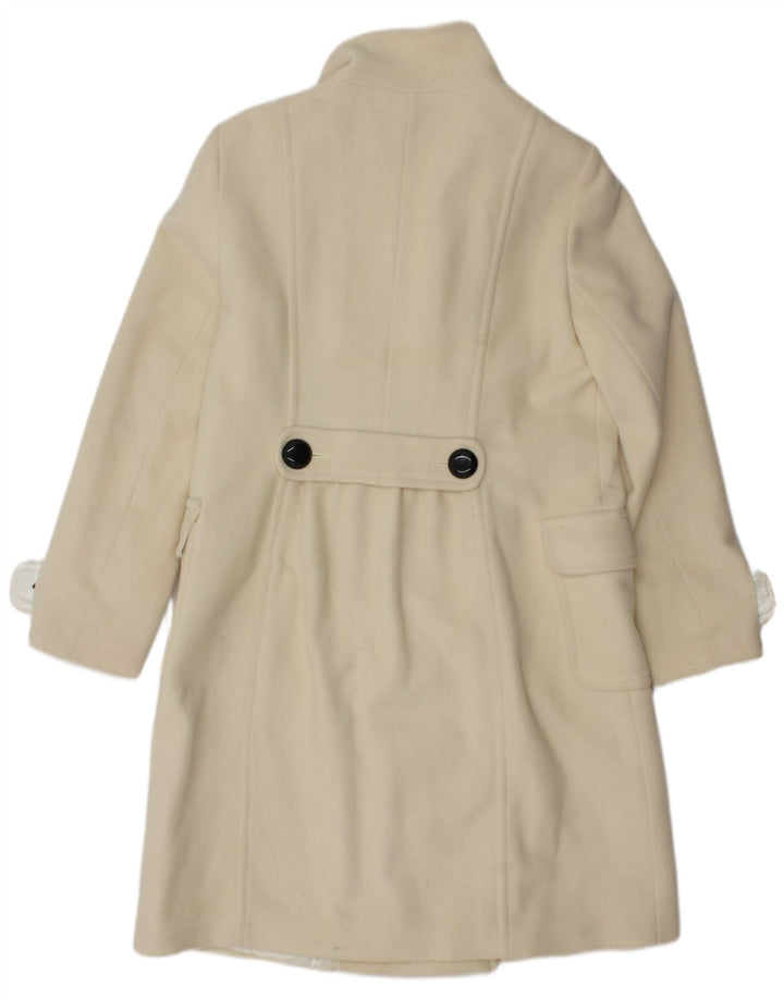 Cappotto doppiopetto da donna Jaeger UK 14 grande lana bianco sporco