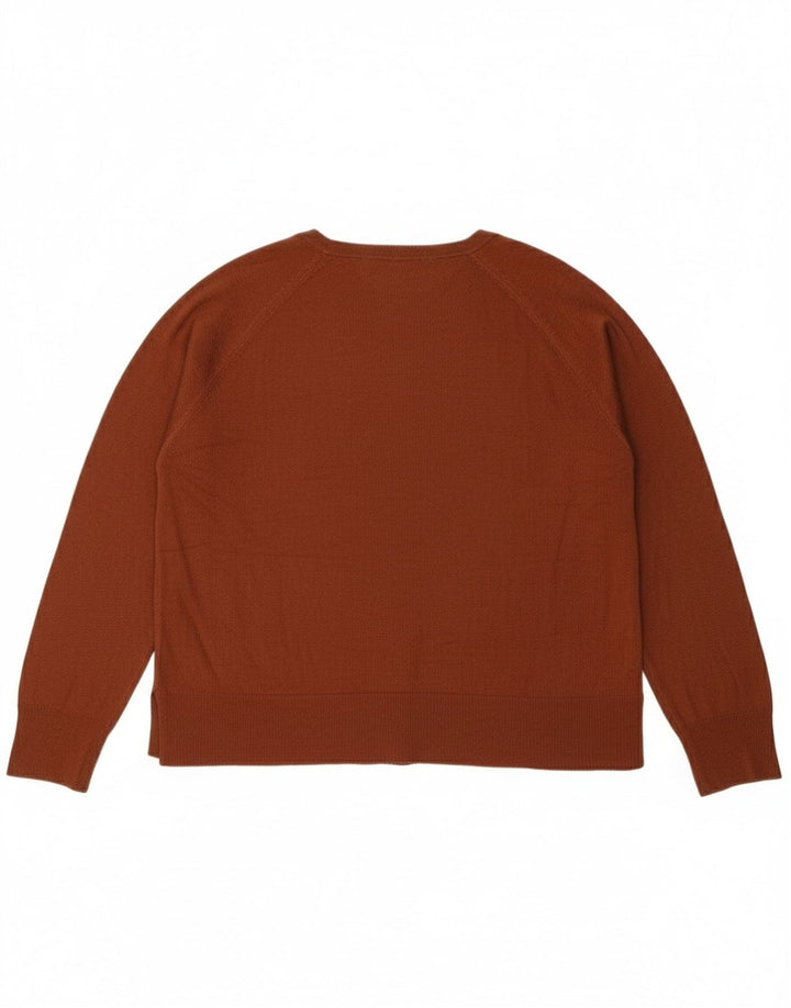 Maglione maglione oversize con scollo a barca da donna Zara UK 14 Viscosa marrone medio