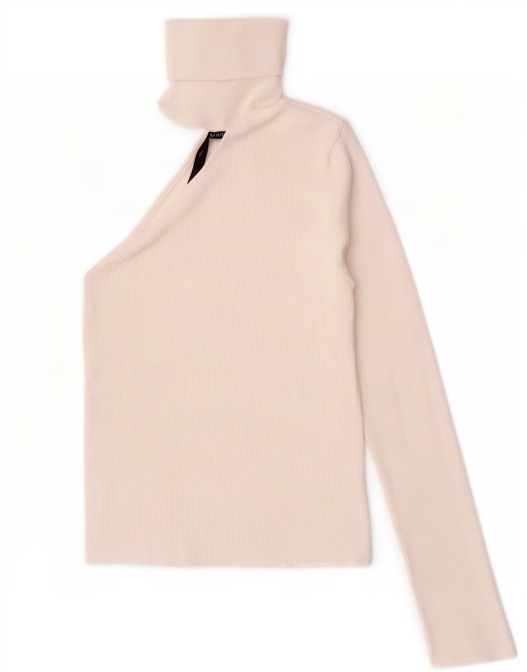 Top corto monospalla a maniche lunghe da donna Zara UK 12 Viscosa bianca media