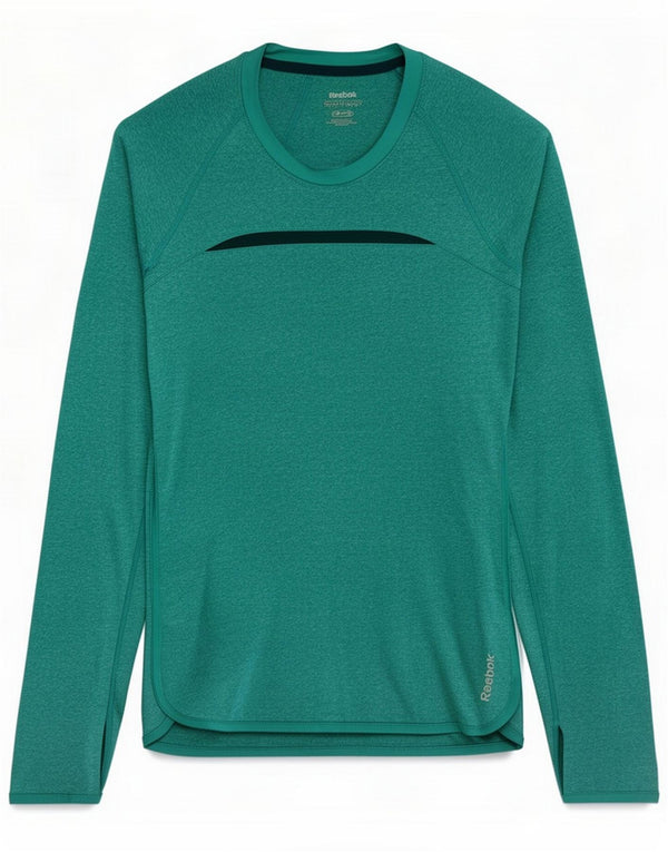 Reebok Top da donna a maniche lunghe UK 14 Large Verde Poliestere