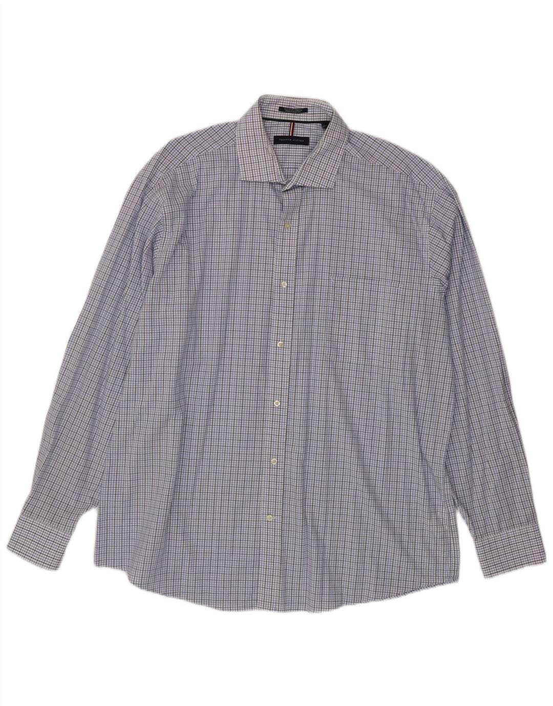 Tommy Hilfiger Camicia da uomo elasticizzata vestibilità regolare taglia 17 17 1/2 XL a quadri blu