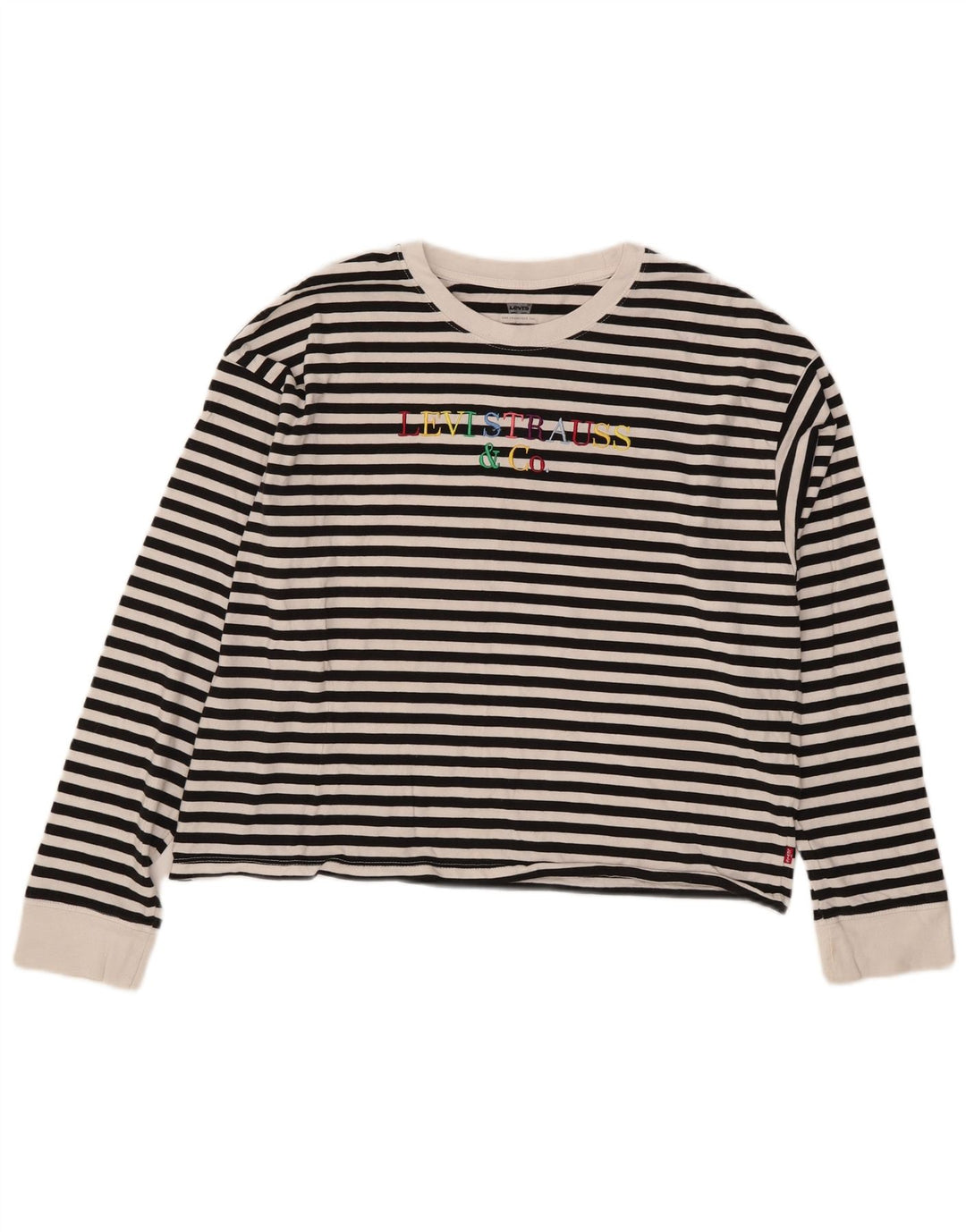 Levi's Top grafico oversize da donna a maniche lunghe UK 14 medio a righe nere