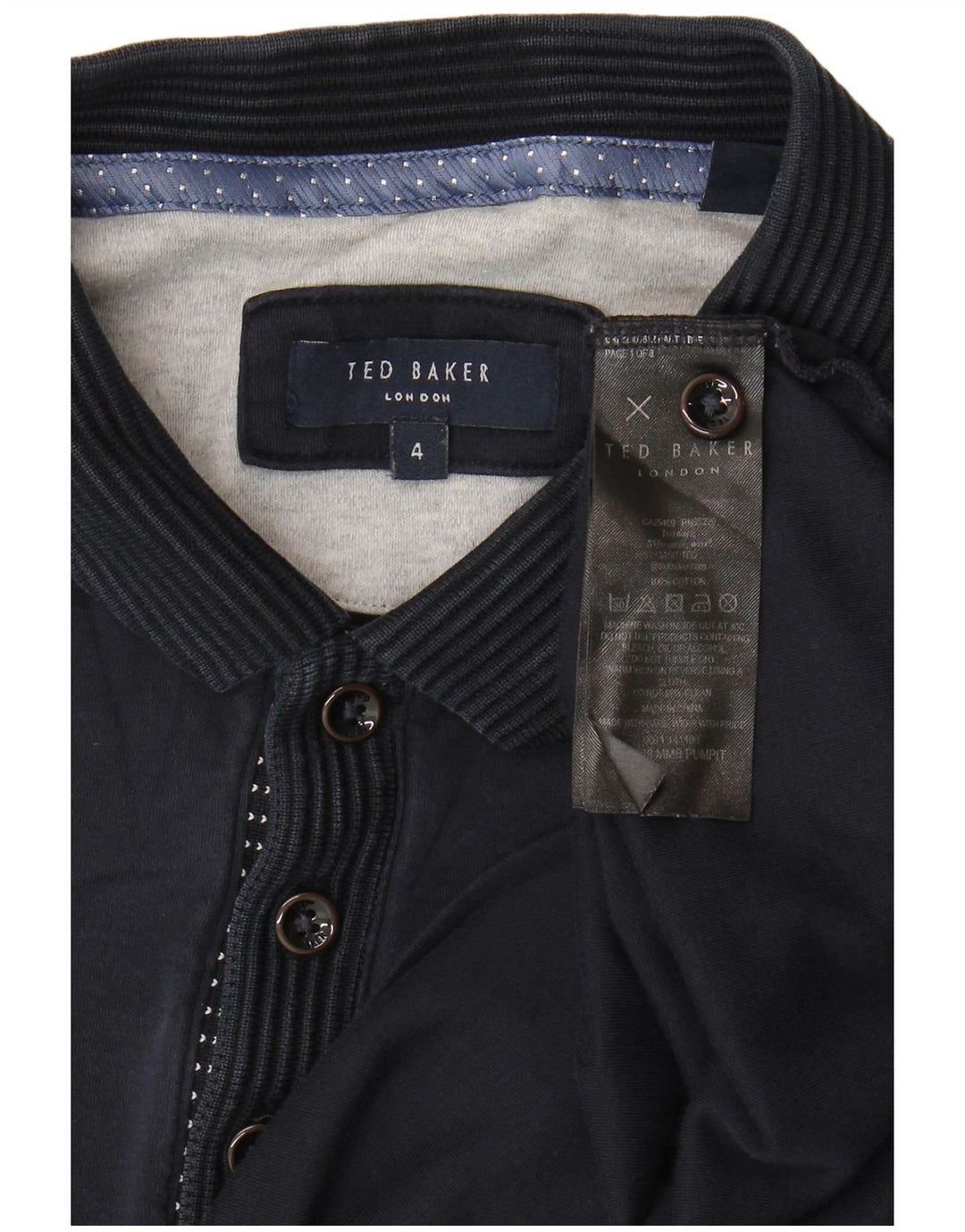 Polo da uomo Ted Baker taglia 4 grande in cotone blu navy