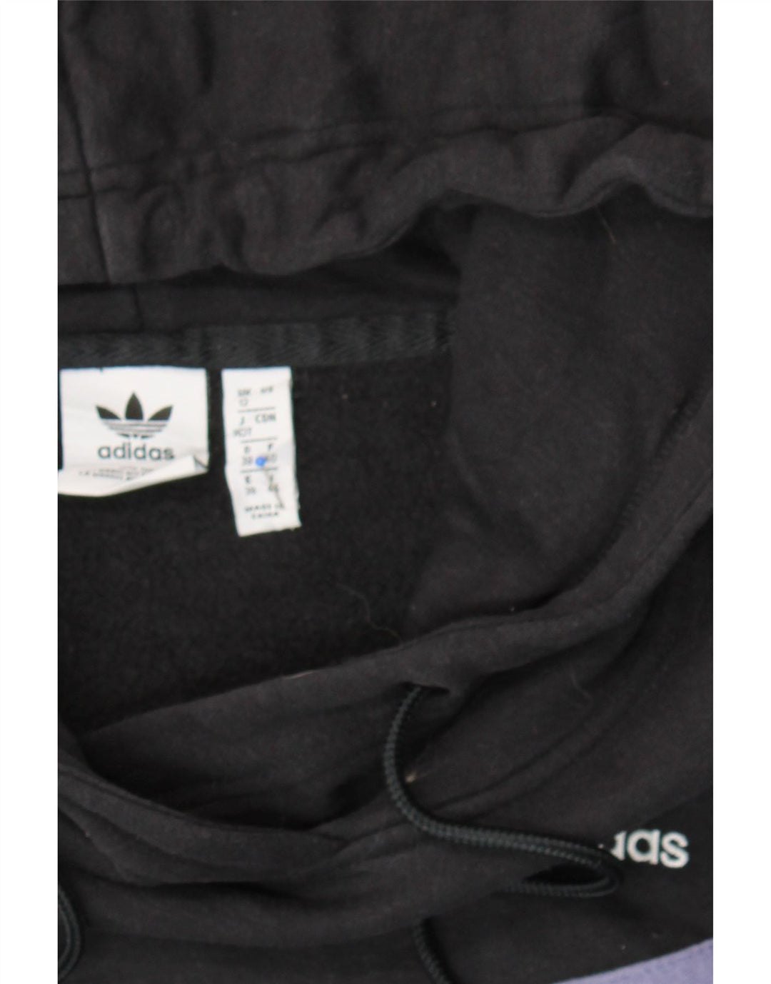 ADIDAS Womens Oversized Hoodie Jumper UK 12 Medium Black Colourblock Vintage Adidas and Second-Hand Adidas from Messina Hembry 