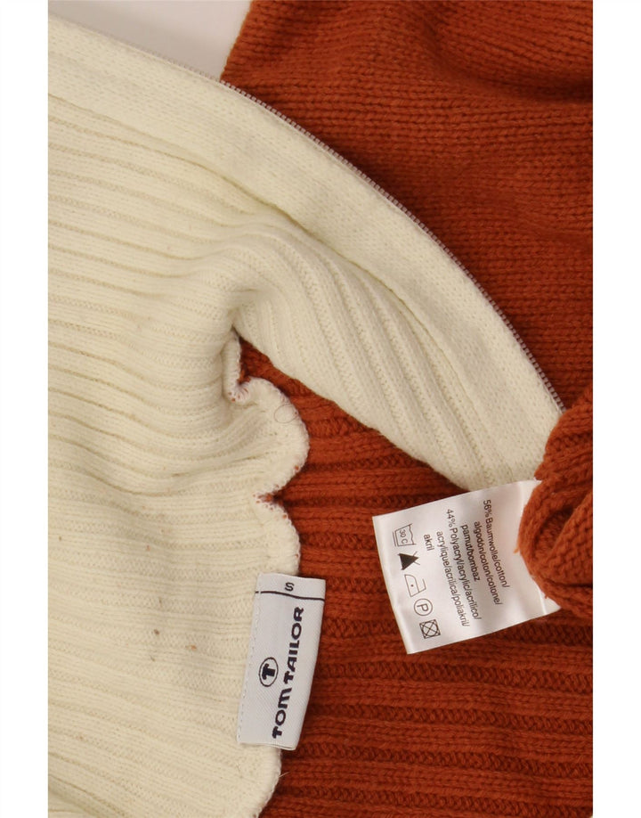 Tom Tailor Maglione da uomo con collo con zip, piccolo cotone color block marrone