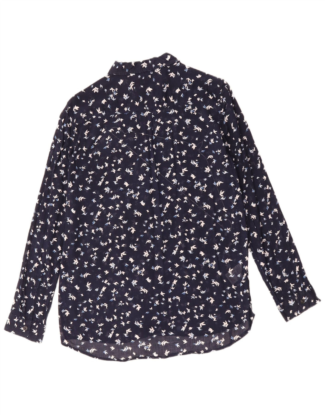 Camicia da donna con motivo astratto Eddie Bauer UK 16 grande cotone blu navy