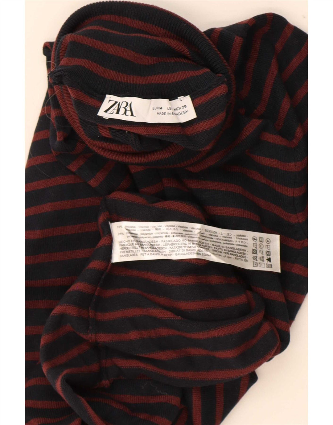 Top Zara da donna a maniche lunghe UK 12 viscosa a righe blu navy medio