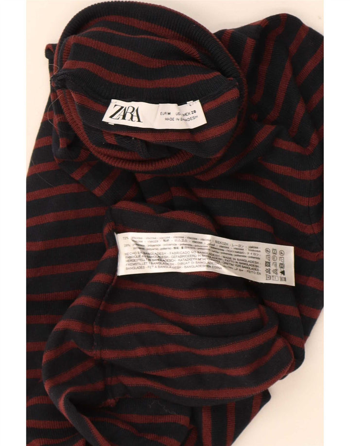 Top Zara da donna a maniche lunghe UK 12 viscosa a righe blu navy medio